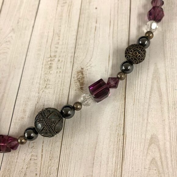 Crystal and Metal Bead Necklace - Picture 2 of 3